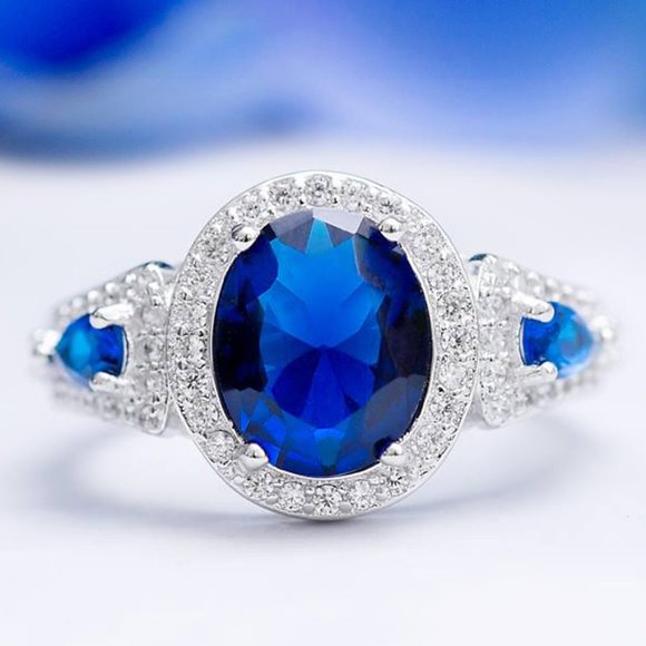 Blue Sapphire Gemstone ring, size 7, 925 Sterling Silver Charmed Aroma - Picture 5 of 9